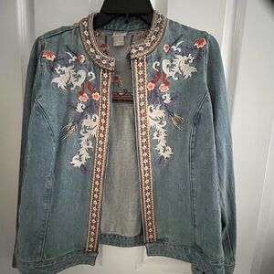 Embroidered Denim Jacket size 0 or 4